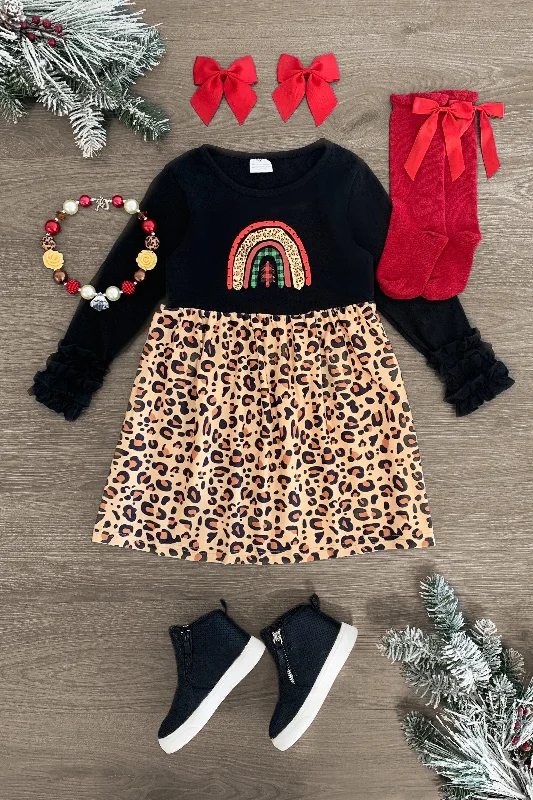 Cheetah Christmas Tree Rainbow Dress