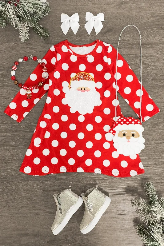 Red Polka Dot Santa Pocket Dress