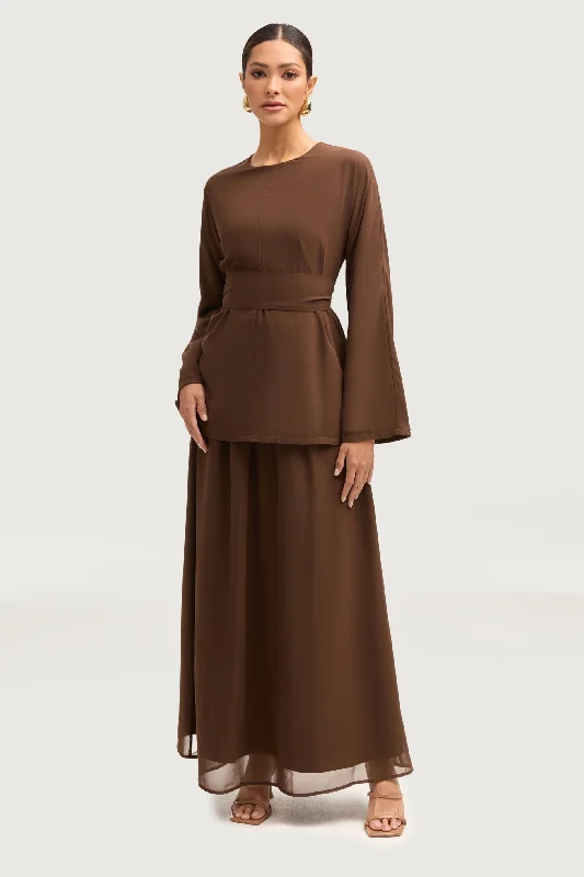 Nevene Chiffon Maxi Skirt - Espresso