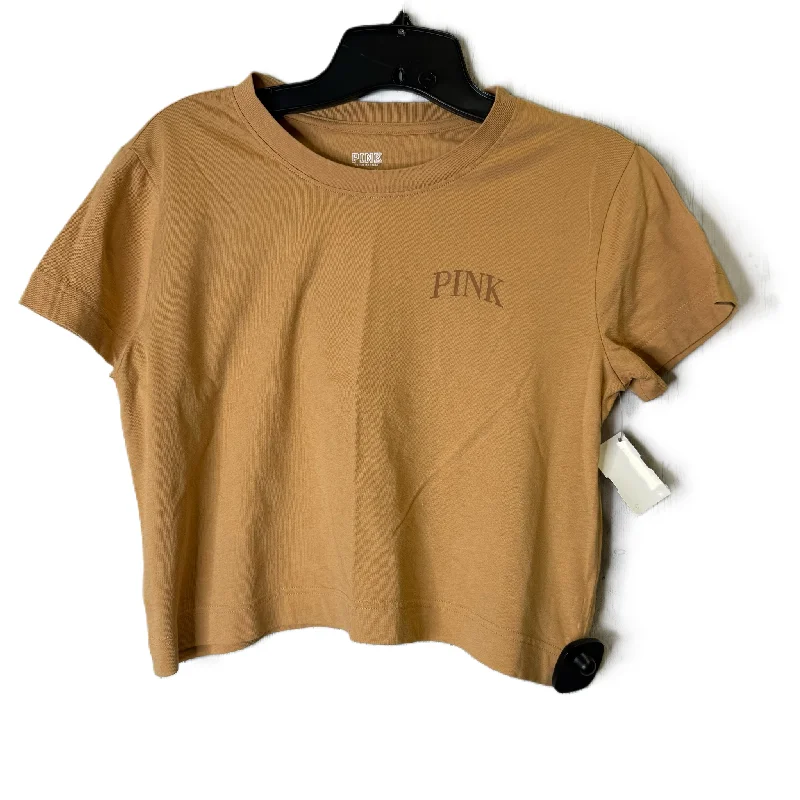 Top Short Sleeve Basic By Pink In Brown, Size: S