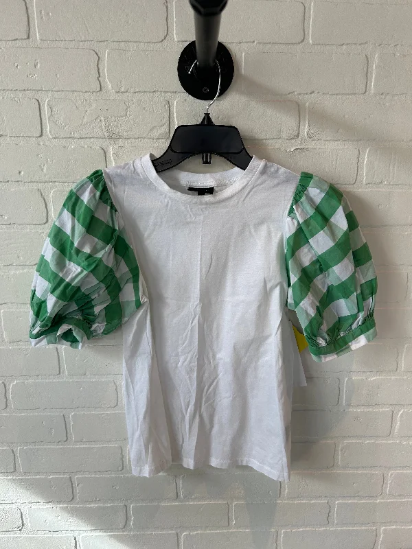 Top Short Sleeve By Who What Wear In Green & White, Size: Xs