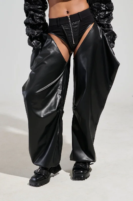 DARK SIDE FAUX LEATHER CHAPS