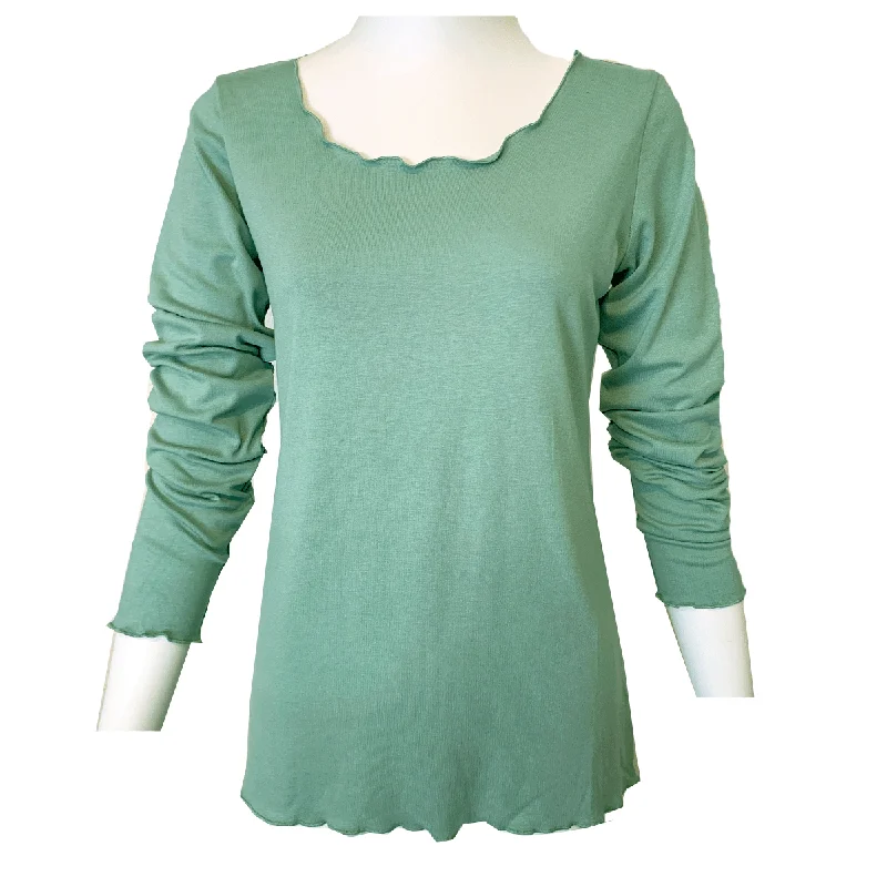 Everything Long Sleeve Lettuce Hem Tee - Seagrass