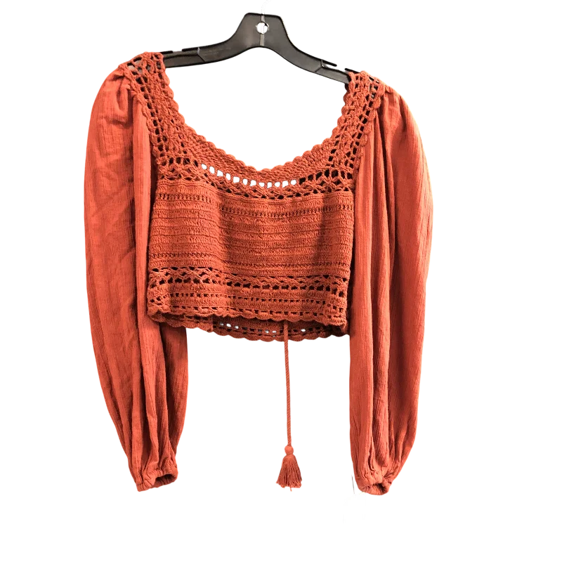 Top Long Sleeve By Free People In Copper, Size: M