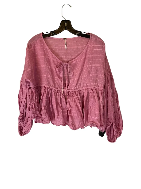 Top Long Sleeve By Free People In Pink, Size: M