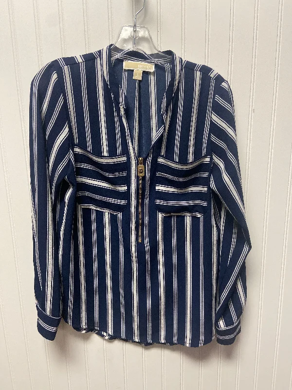 Top Long Sleeve By Michael By Michael Kors In Blue & White, Size: S