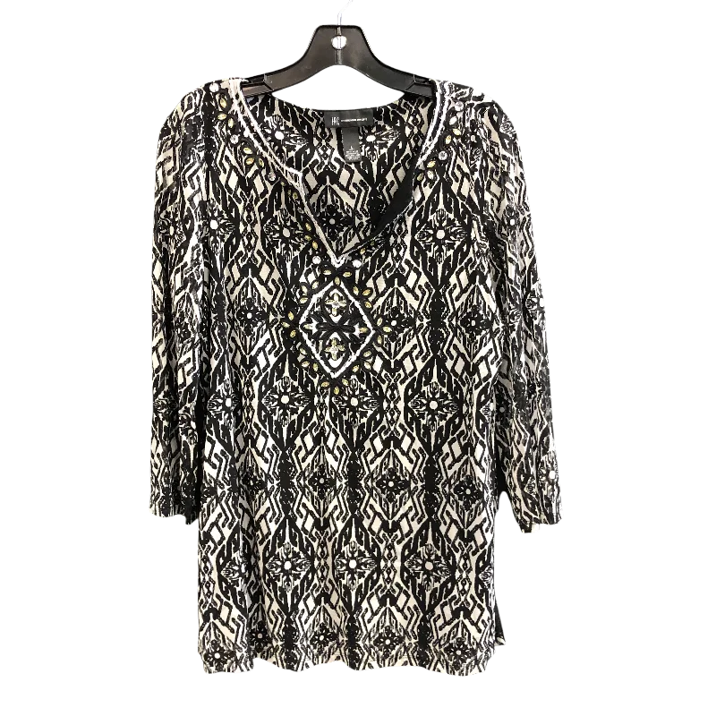 Tunic Long Sleeve By Inc In Black & White, Size: L